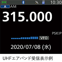 UHFエアバンド受信表示例